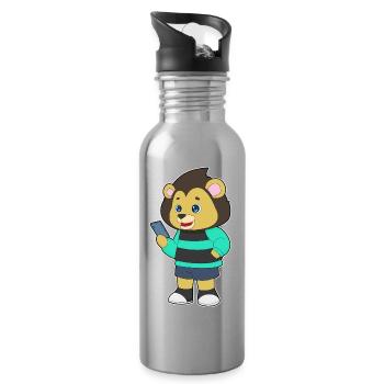 Lion Smartphone - Water bottle with straw - silver - Right