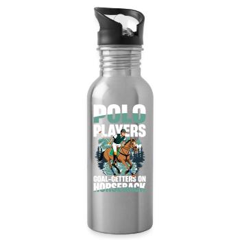Polo Players Determined Heroes on the - Water bottle with straw - silver - Right