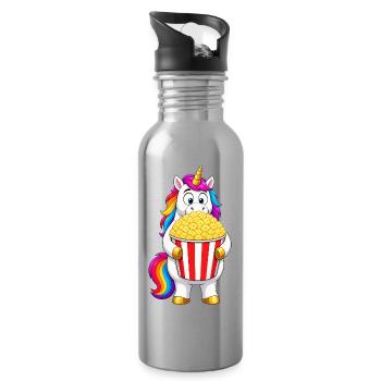 Popcorn pour la soirée cinéma licorne - Gourde avec paille intégrée - argent clair - Droite
