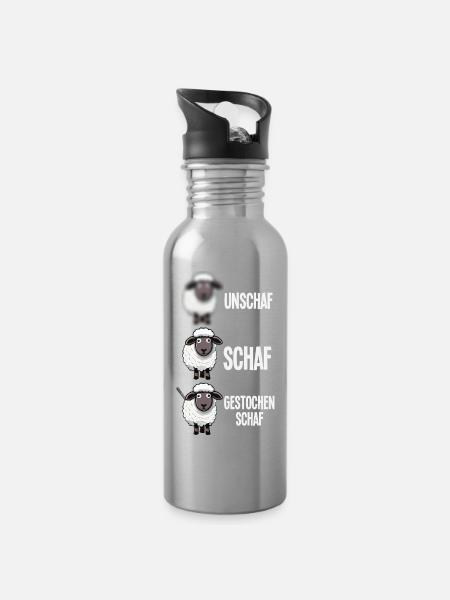 Gestochen Schaf Unschaf Fotografen Wortwitz - Trinkflasche mit integriertem Trinkhalm - Lightsilver