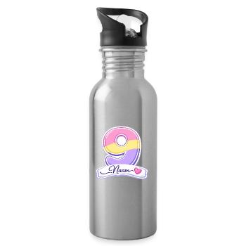 Geburtstags-9-Pastel anpassbar - Trinkflasche mit integriertem Trinkhalm - Lightsilver - Rechts