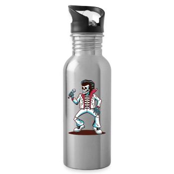 Skeleton Singer on Stage - Water bottle with straw - silver - Right