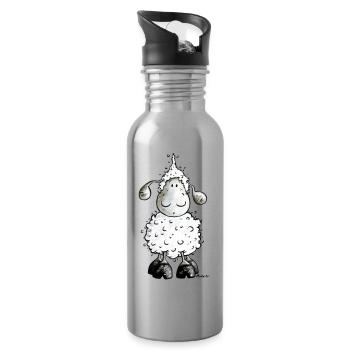 Mc Wolle Wollschaf Schaf - Trinkflasche mit integriertem Trinkhalm - Lightsilver - Rechts