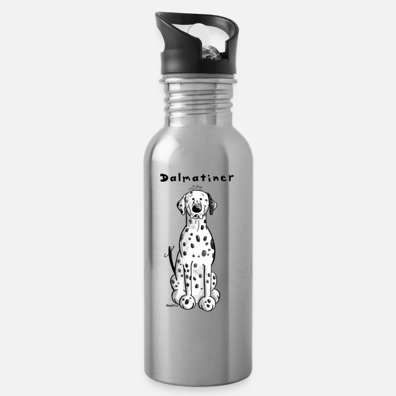 Knuffiger Dalmatiner - Trinkflasche mit integriertem Trinkhalm - Lightsilver