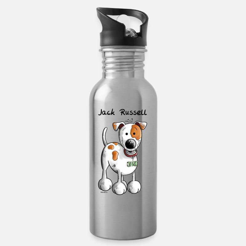 Der Jack Russell - Trinkflasche mit integriertem Trinkhalm - Lightsilver