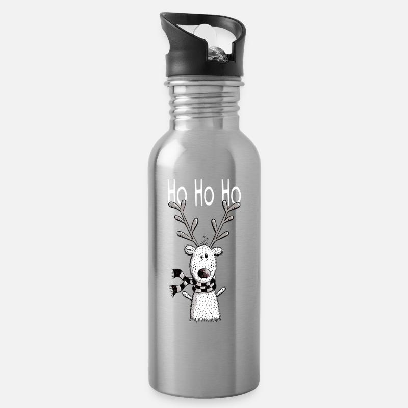 Ho Renne Ho - Rennes - Cadeau - Noël - Gourde avec paille intégrée - argent clair
