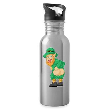 Chemise drôle de leprechaun – Te de la Saint-Patrick - Gourde avec paille intégrée - argent clair - Droite