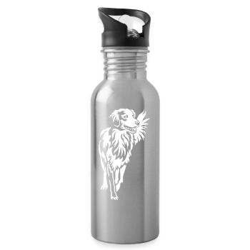 Duck tolling Retriever "Black Edition" - Water bottle with straw - silver - Right