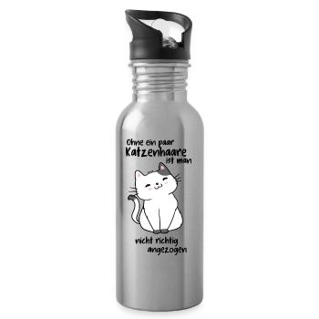 Ohne Katzenhaare - Trinkflasche mit integriertem Trinkhalm - Lightsilver - Rechts