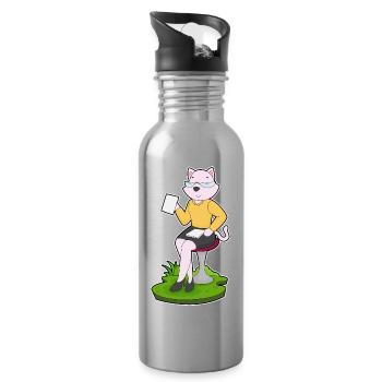 Bureau du Secrétariat du Chat - Gourde avec paille intégrée - argent clair - Droite