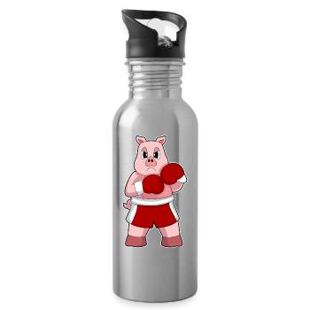 Pig Boxer Gants de boxe Boxe - Gourde avec paille intégrée - argent clair - Droite