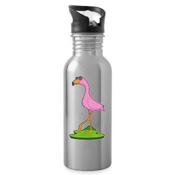 Flamingo Sunglasses - Water bottle with straw - silver - Right