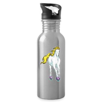 Einhorn Eislaufen Schlittschuhe - Trinkflasche mit integriertem Trinkhalm - Lightsilver - Rechts