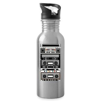 Kassetten Lineart Retro - Trinkflasche mit integriertem Trinkhalm - Lightsilver - Rechts