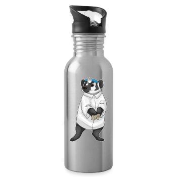 Dachs Arzt Arztkittel - Trinkflasche mit integriertem Trinkhalm - Lightsilver - Rechts