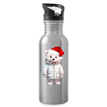 Bear Christmas - Water bottle with straw - silver - Right