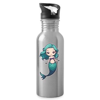 Mermaid - Water bottle with straw - silver - Right