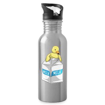 Ente Milch - Trinkflasche mit integriertem Trinkhalm - Lightsilver - Rechts
