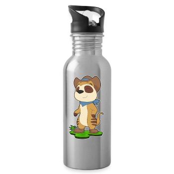 Meerkat Cowboy Cowboy Hat - Water bottle with straw - silver - Right