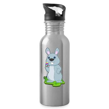 Popsicles lapin - Gourde avec paille intégrée - argent clair - Droite