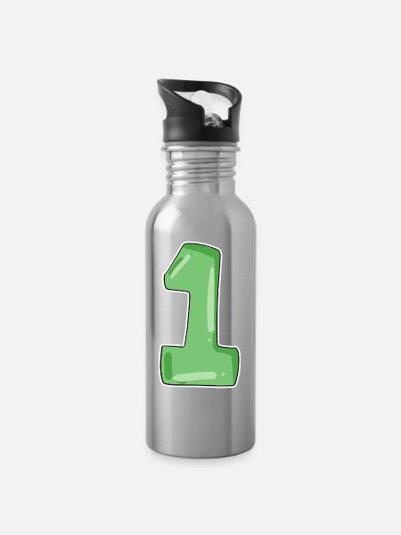 Number 1 - Water bottle with straw - silver