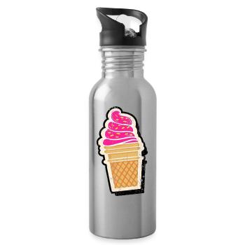 Vintage Eiscreme Gelato - Trinkflasche mit integriertem Trinkhalm - Lightsilver - Rechts