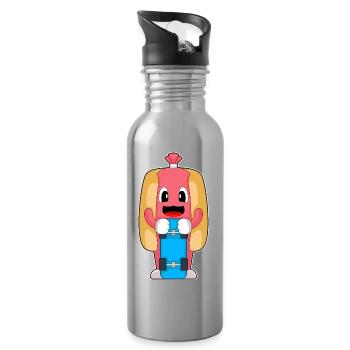 Hotdog Skater Skateboard - Water bottle with straw - silver - Right