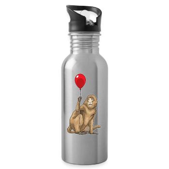 Affe Luftballon - Trinkflasche mit integriertem Trinkhalm - Lightsilver - Rechts
