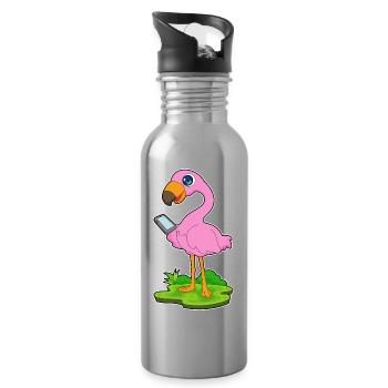 Flamingo Smartphone - Water bottle with straw - silver - Right