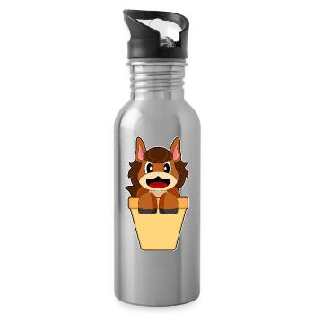 Pferd Eiswaffel - Trinkflasche mit integriertem Trinkhalm - Lightsilver - Rechts