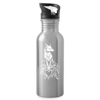 Mystischer Fuchs mit Herz und Flora - Trinkflasche mit integriertem Trinkhalm - Lightsilver - Rechts