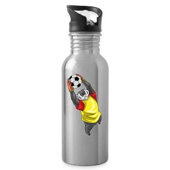 Dachs Torwart Fußball - Trinkflasche mit integriertem Trinkhalm - Lightsilver - Rechts