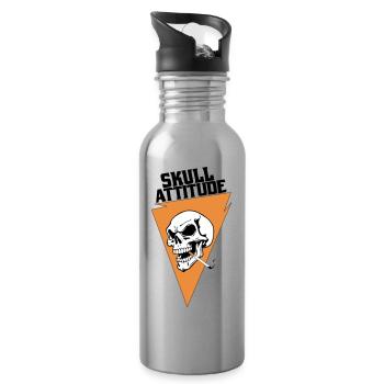 Rebel Skull with Triangle Cigarette - Water bottle with straw - silver - Right