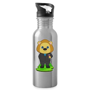 Löwe Bräutigam Anzug Hochzeit - Trinkflasche mit integriertem Trinkhalm - Lightsilver - Rechts