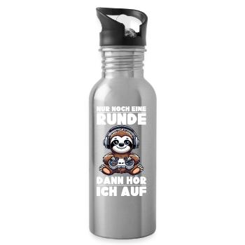 Nur Noch Eine Runde Dann Hör Ich Auf Faultier - Trinkflasche mit integriertem Trinkhalm - Lightsilver - Rechts