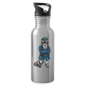 raton laveur policier lunettes de soleil police - Gourde avec paille intégrée - argent clair - Droite