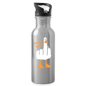 Naughty Duck - Duck You! - Water bottle with straw - silver - Right