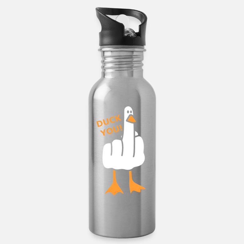 Vilain canard - Canard toi ! - Gourde avec paille intégrée - argent clair