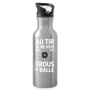 Au tir je ne vois que des trous de balle humour  - Gourde avec paille intégrée - argent clair - Droite