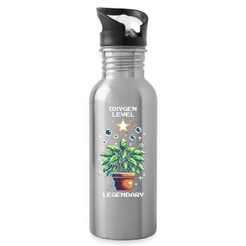Oxygen Level Legendary | Plant Power Gaming - Water bottle with straw - silver - Right