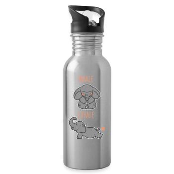 Yoga Elefant - Inhale, Exhale - Trinkflasche mit integriertem Trinkhalm - Lightsilver - Rechts