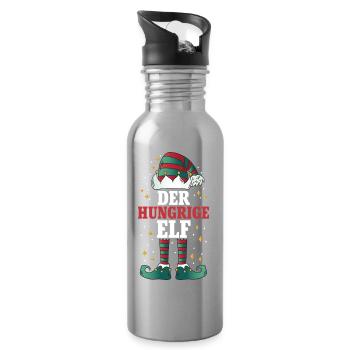 Noël L’Elfe affamé - Gourde avec paille intégrée - argent clair - Droite