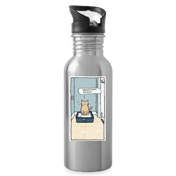 Katzenklo Shitshow Humor - Trinkflasche mit integriertem Trinkhalm - Lightsilver - Rechts