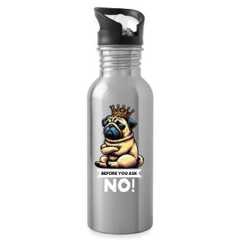 Before You Ask Mops Möpse Mopsbesitzer Mopshalter - Trinkflasche mit integriertem Trinkhalm - Lightsilver - Rechts