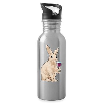 Rabbit Red Wine - Water bottle with straw - silver - Right