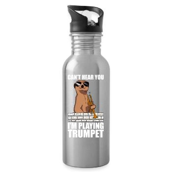 Je ne t’entends pas, trompettiste - Gourde avec paille intégrée - argent clair - Droite