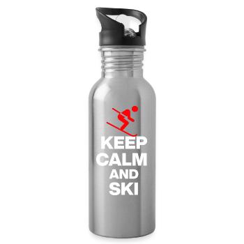 KEEP CALM AND SKI! FOR SLOPES AND HUT FUN w - Water bottle with straw - silver - Right