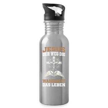 Jesus Der Weg Die Wahrheit Das Leben Christlich - Trinkflasche mit integriertem Trinkhalm - Lightsilver - Rechts