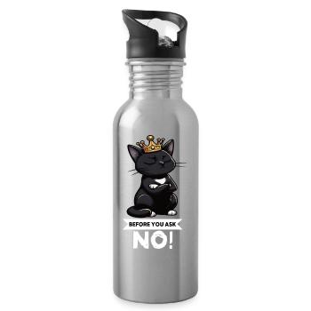 Avant de demander à Chat Chat Chat Amoureux de Chat Chaton - Gourde avec paille intégrée - argent clair - Droite