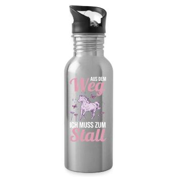 Reiten Pferdeliebhaber Reiterhof Pferde - Trinkflasche mit integriertem Trinkhalm - Lightsilver - Rechts